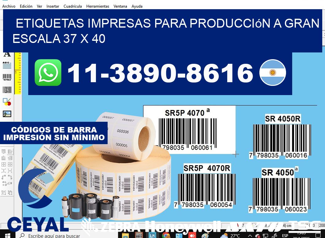 etiquetas impresas para producción a gran escala 37 x 40