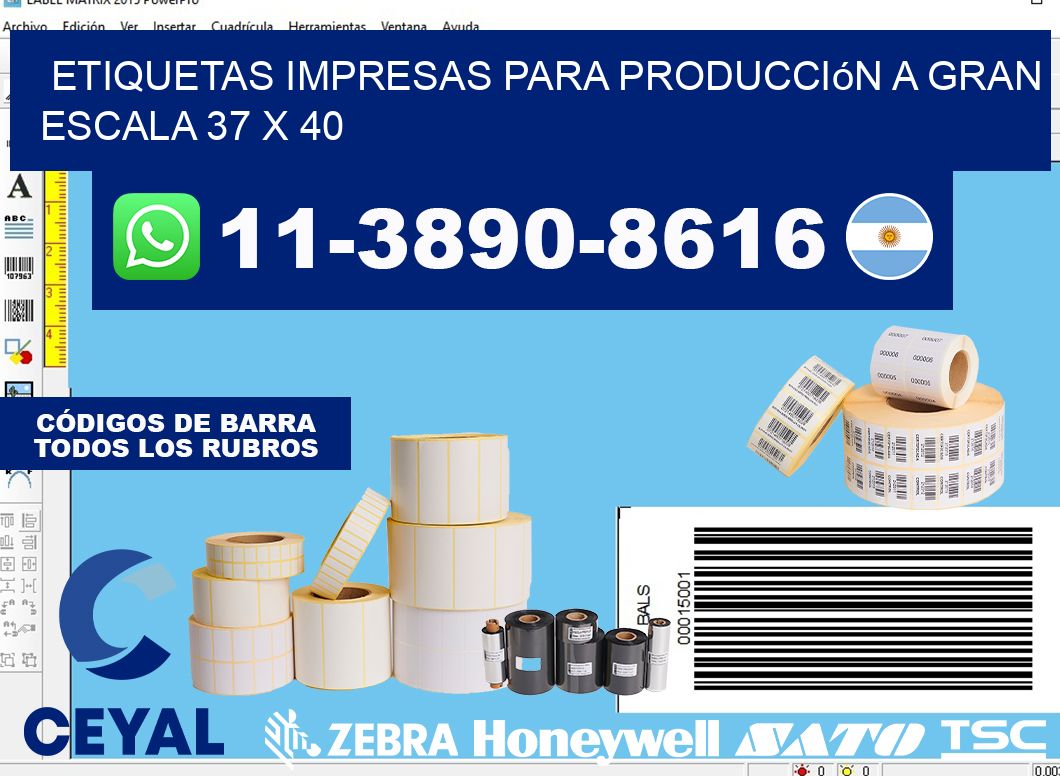 etiquetas impresas para producción a gran escala 37 x 40