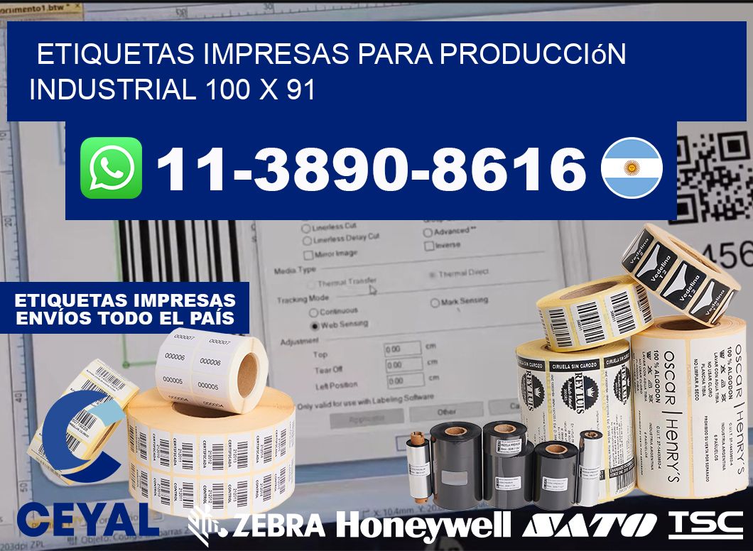 etiquetas impresas para producción industrial 100 x 91