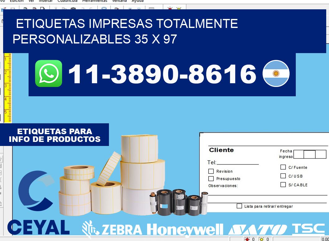 etiquetas impresas totalmente personalizables 35 x 97