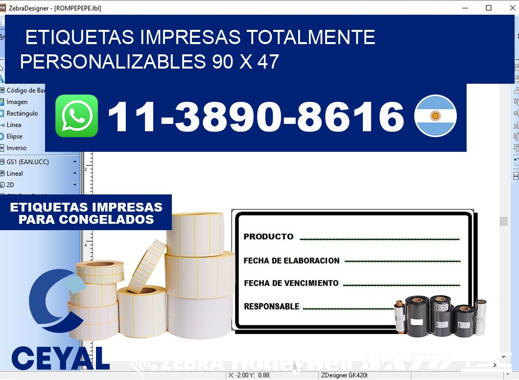 etiquetas impresas totalmente personalizables 90 x 47