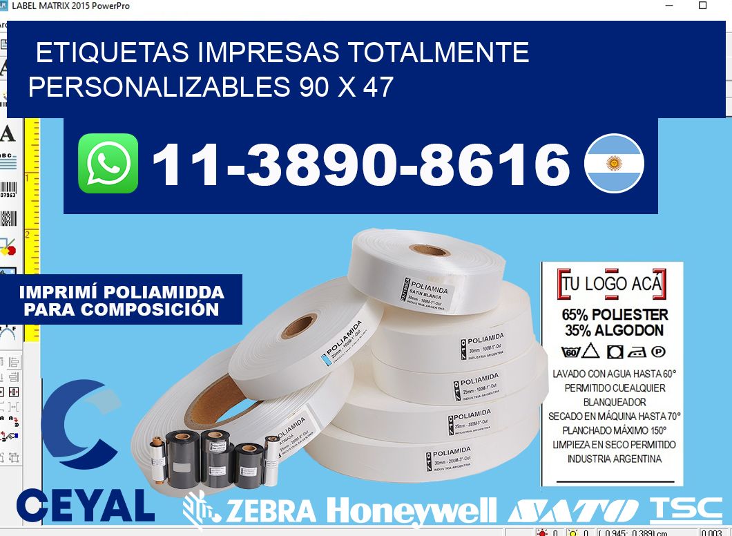 etiquetas impresas totalmente personalizables 90 x 47