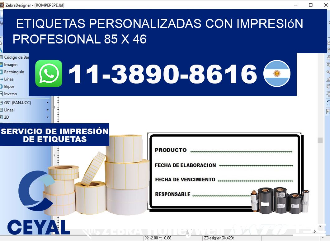 etiquetas personalizadas con impresión profesional 85 x 46