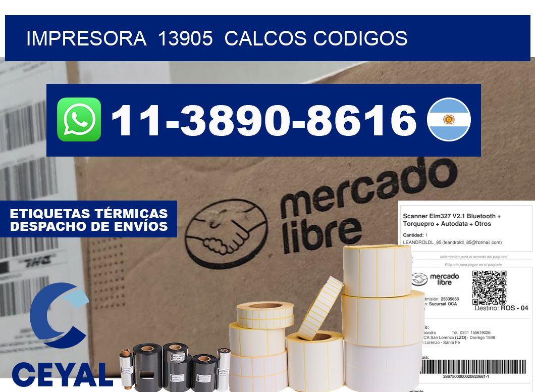 impresora  13905  calcos codigos