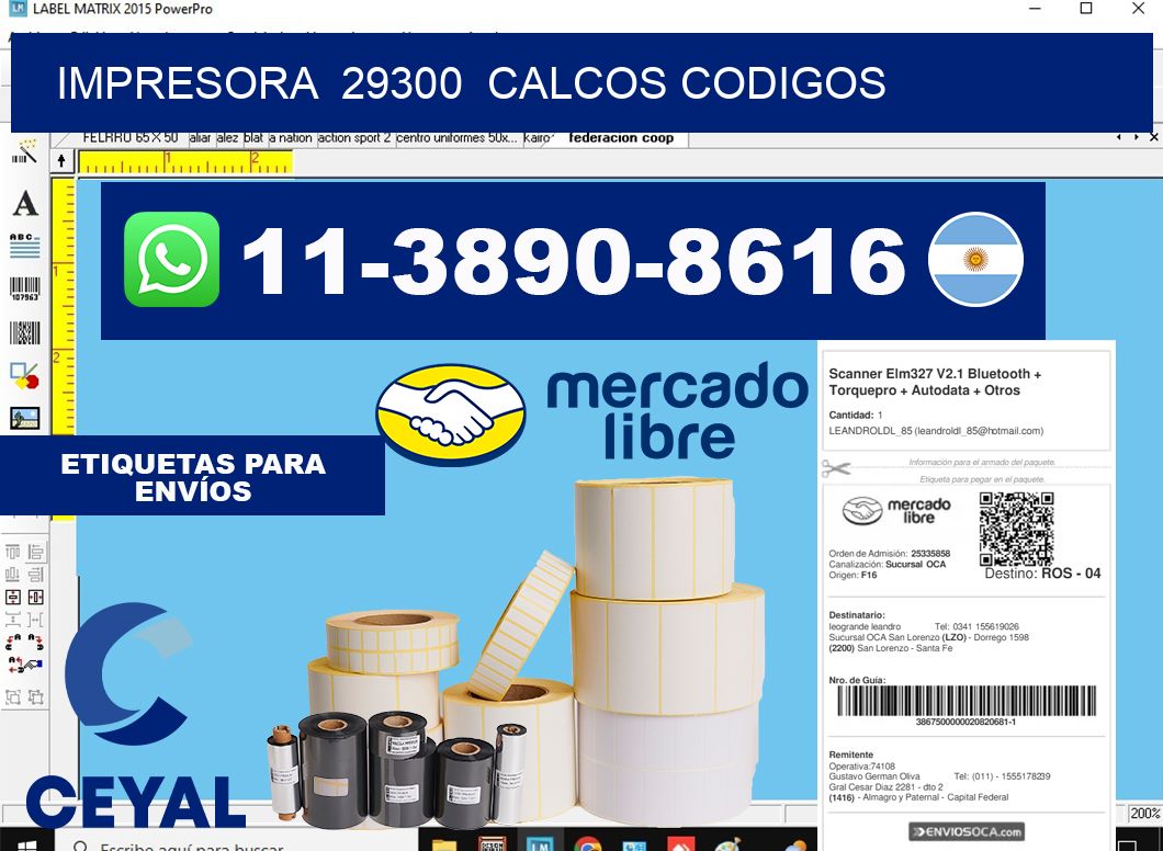 impresora 29300 calcos codigos