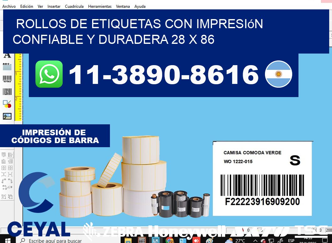 rollos de etiquetas con impresión confiable y duradera 28 x 86