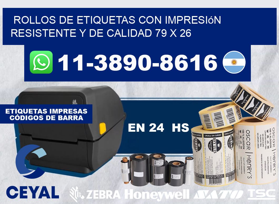 rollos de etiquetas con impresión resistente y de calidad 79 x 26