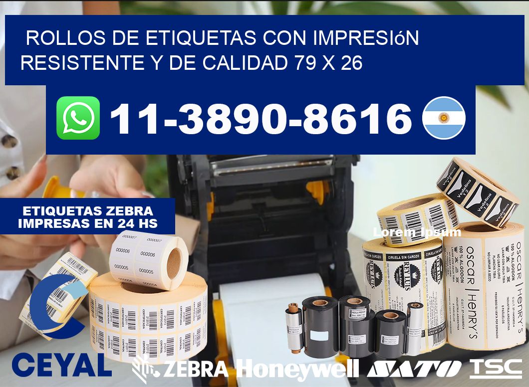 rollos de etiquetas con impresión resistente y de calidad 79 x 26