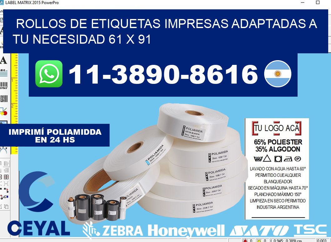 rollos de etiquetas impresas adaptadas a tu necesidad 61 x 91