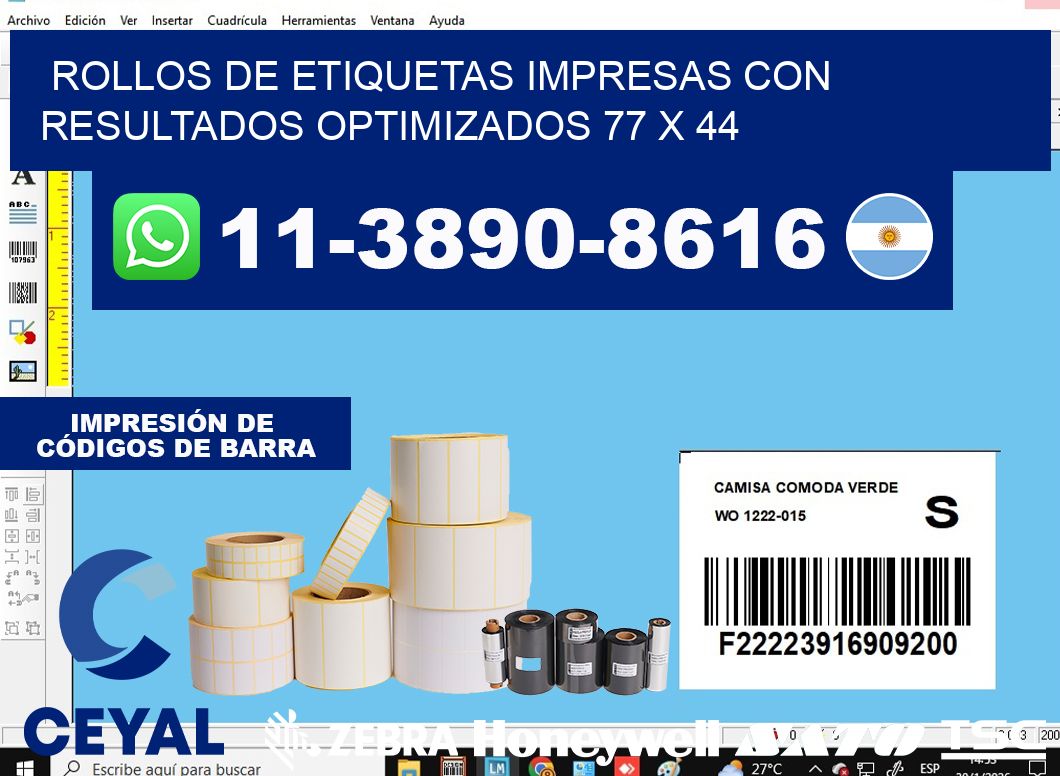 rollos de etiquetas impresas con resultados optimizados 77 x 44