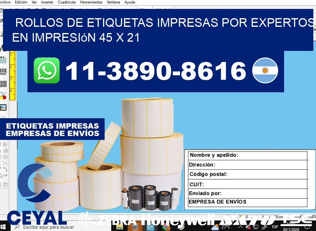 rollos de etiquetas impresas por expertos en impresión 45 x 21