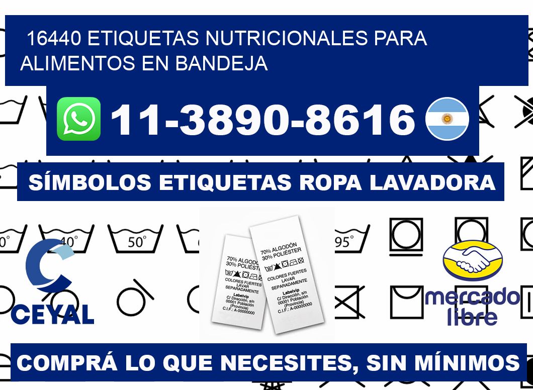 16440 etiquetas nutricionales para alimentos en bandeja
