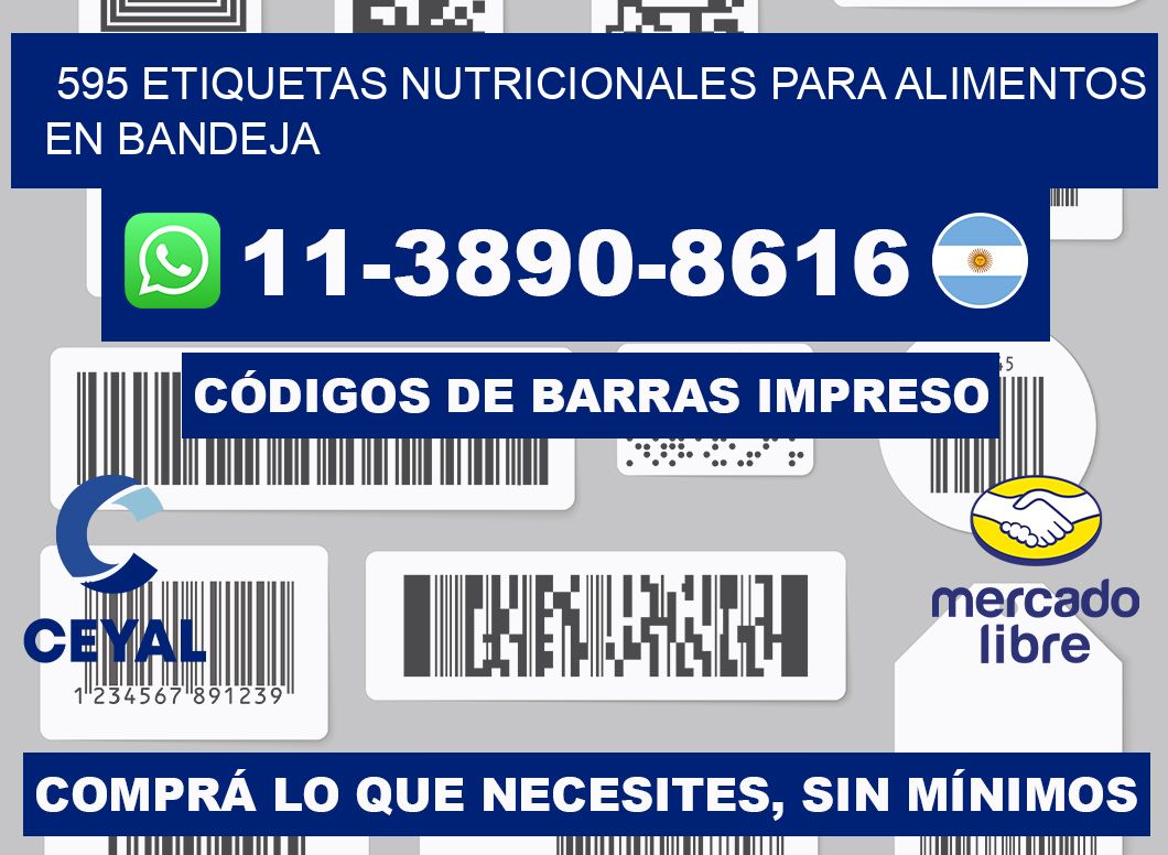 595 etiquetas nutricionales para alimentos en bandeja