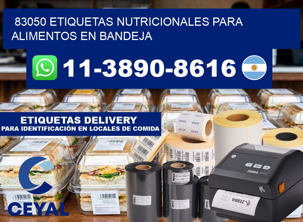 83050 etiquetas nutricionales para alimentos en bandeja