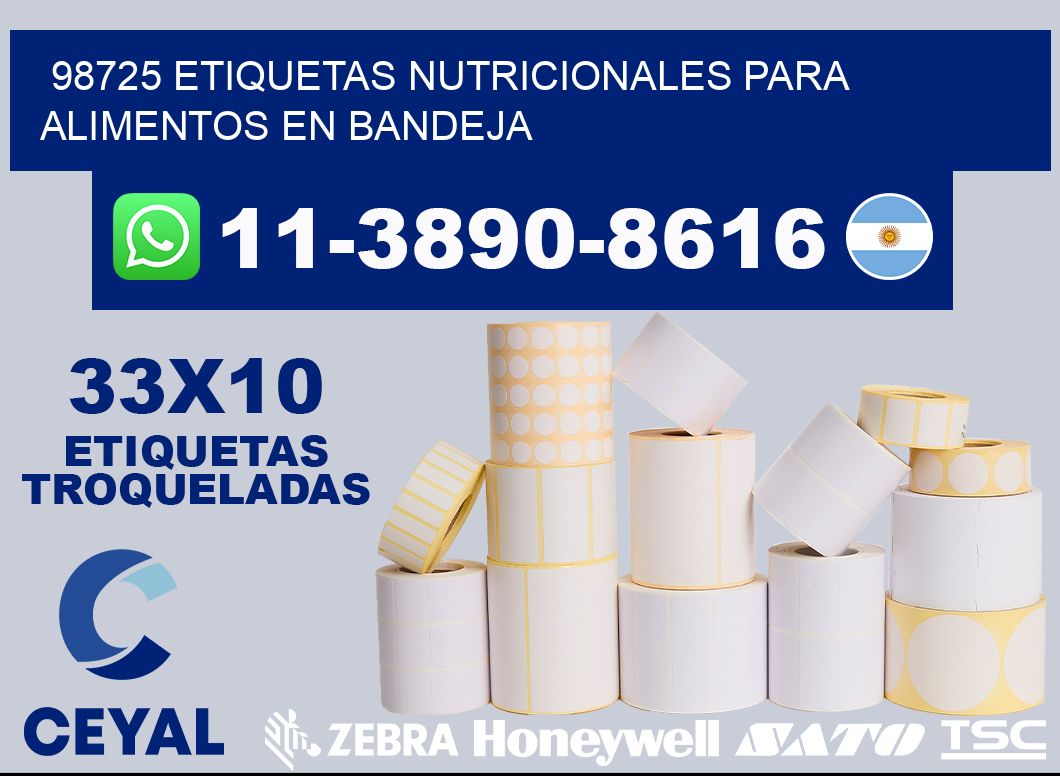 98725 etiquetas nutricionales para alimentos en bandeja