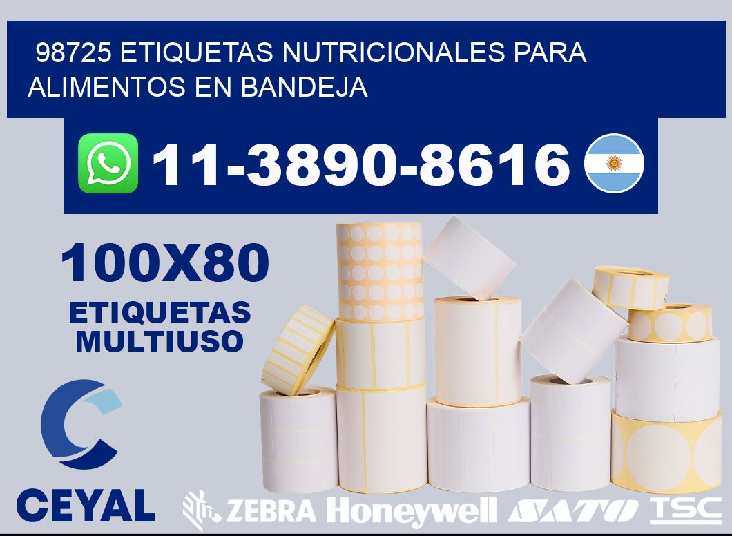 98725 etiquetas nutricionales para alimentos en bandeja