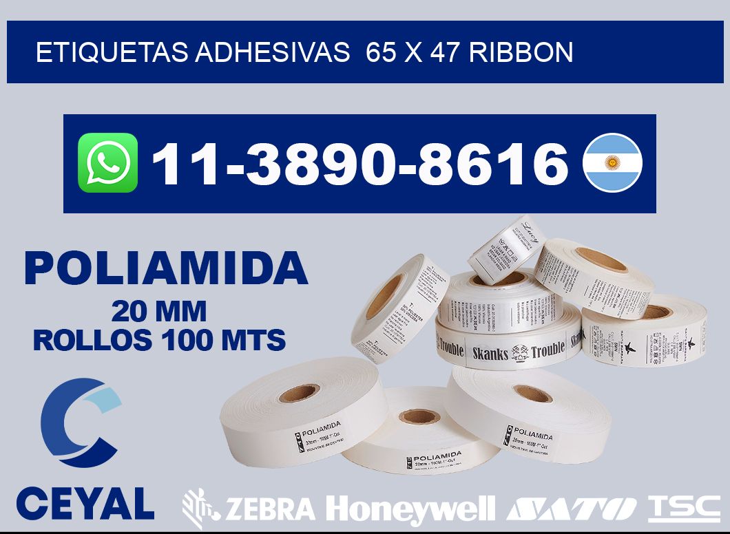 Etiquetas adhesivas  65 x 47 ribbon