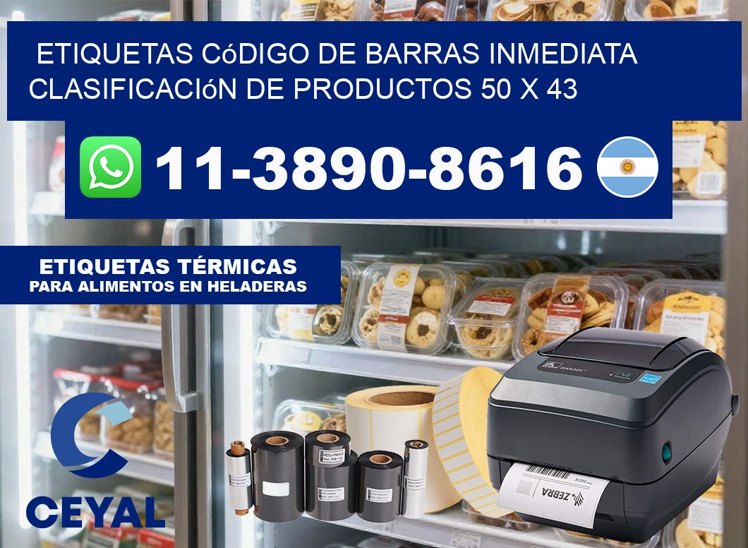 Etiquetas código de barras inmediata clasificación de productos 50 x 43