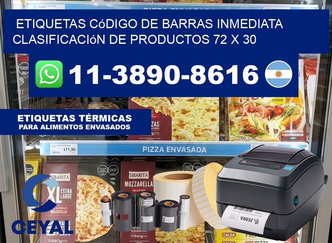 Etiquetas código de barras inmediata clasificación de productos 72 x 30