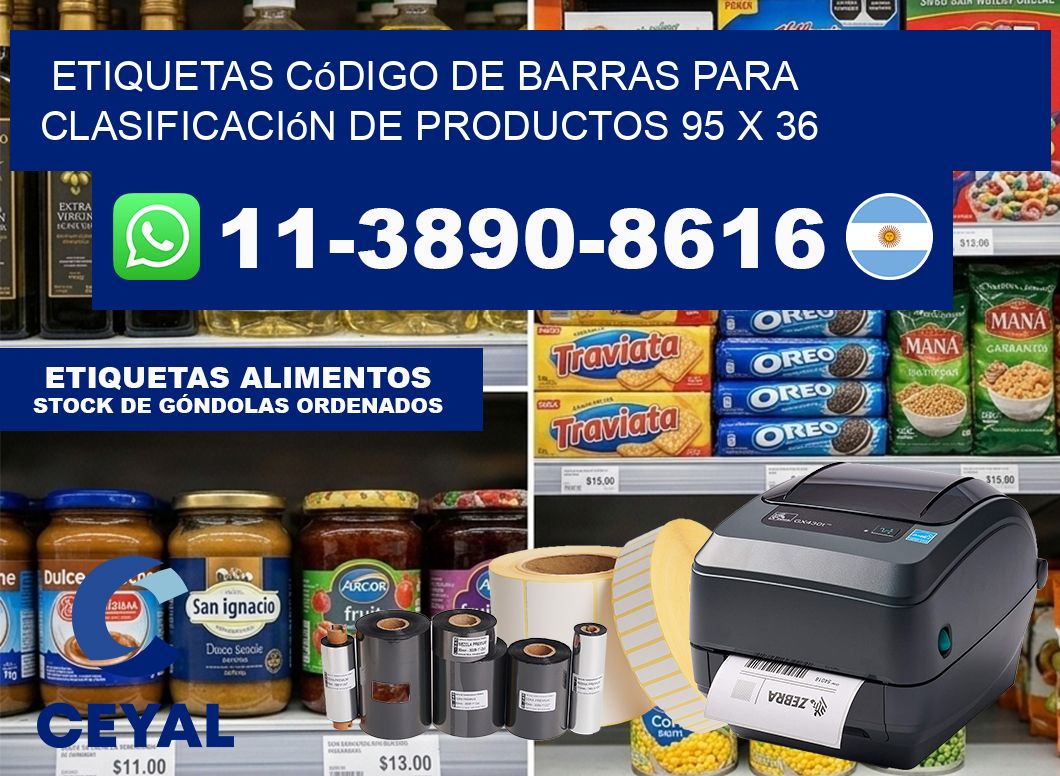 Etiquetas código de barras para clasificación de productos 95 x 36