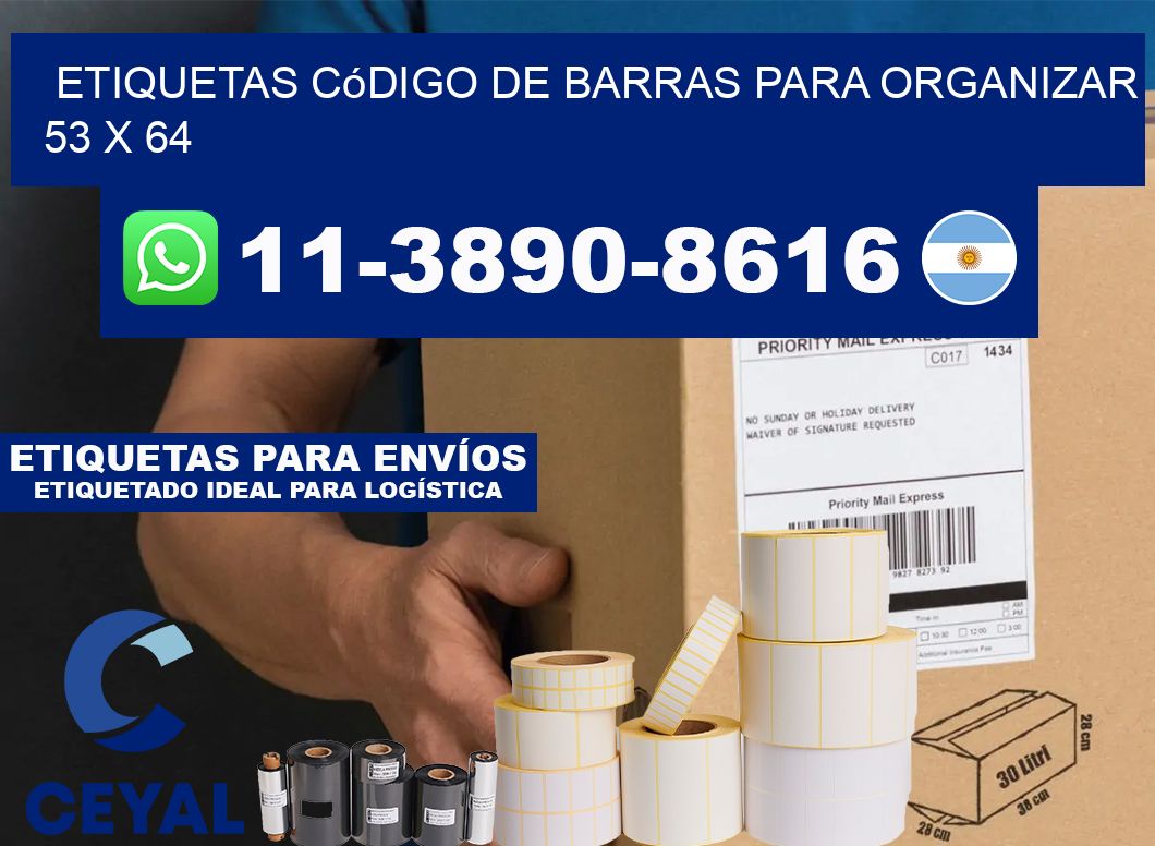 Etiquetas código de barras para organizar 53 x 64
