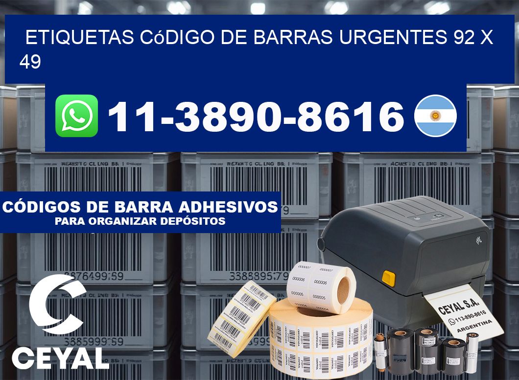 Etiquetas código de barras urgentes 92 x 49