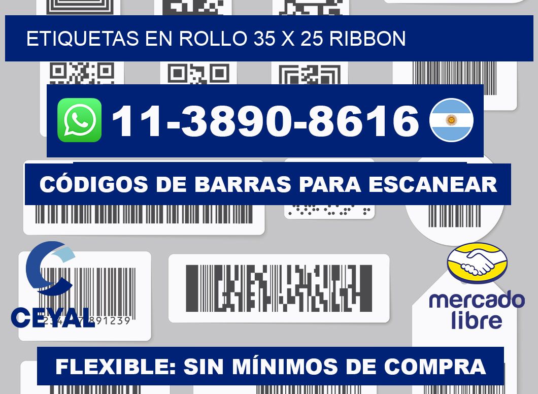 Etiquetas en rollo 35 x 25 ribbon