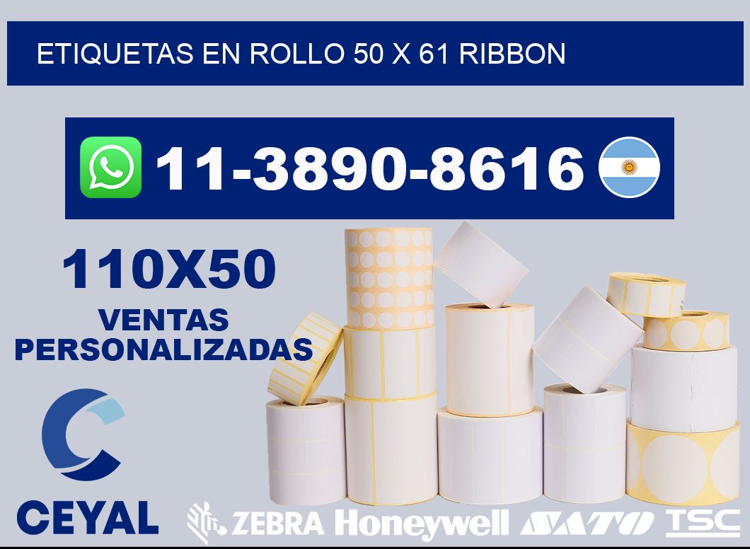 Etiquetas en rollo 50 x 61 ribbon