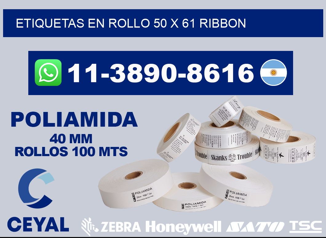 Etiquetas en rollo 50 x 61 ribbon