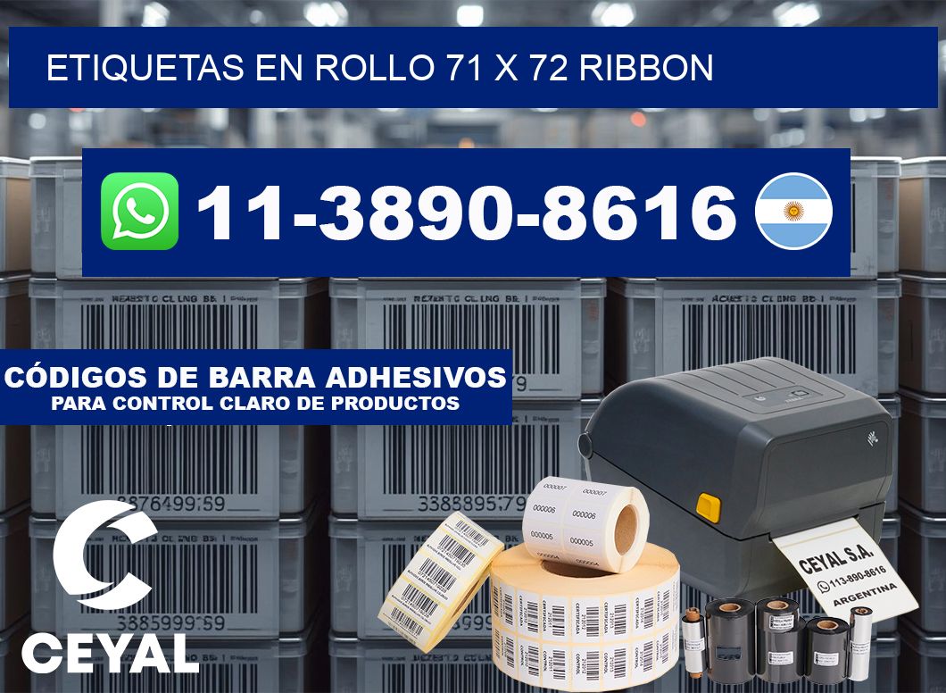 Etiquetas en rollo 71 x 72 ribbon