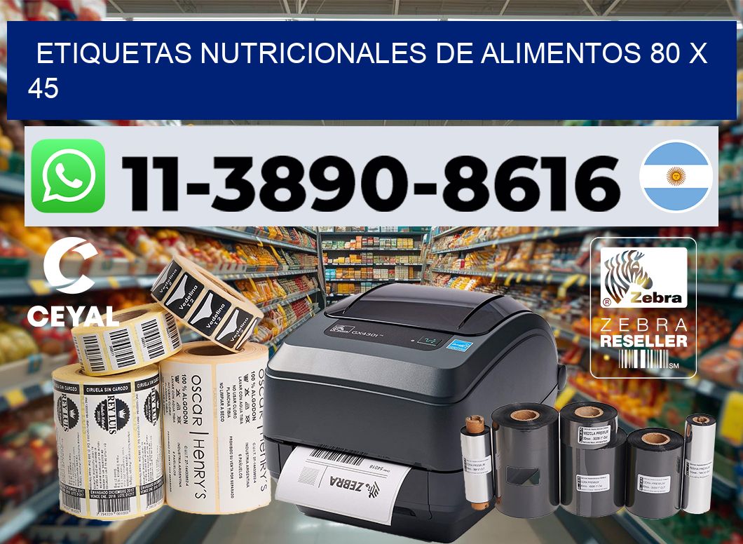 Etiquetas nutricionales de alimentos 80 x 45