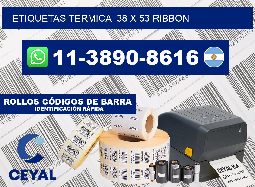 Etiquetas termica  38 x 53 ribbon