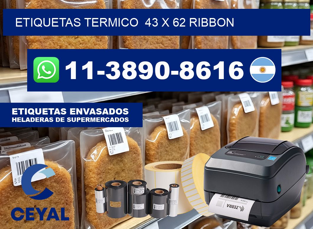 Etiquetas termico  43 x 62 ribbon