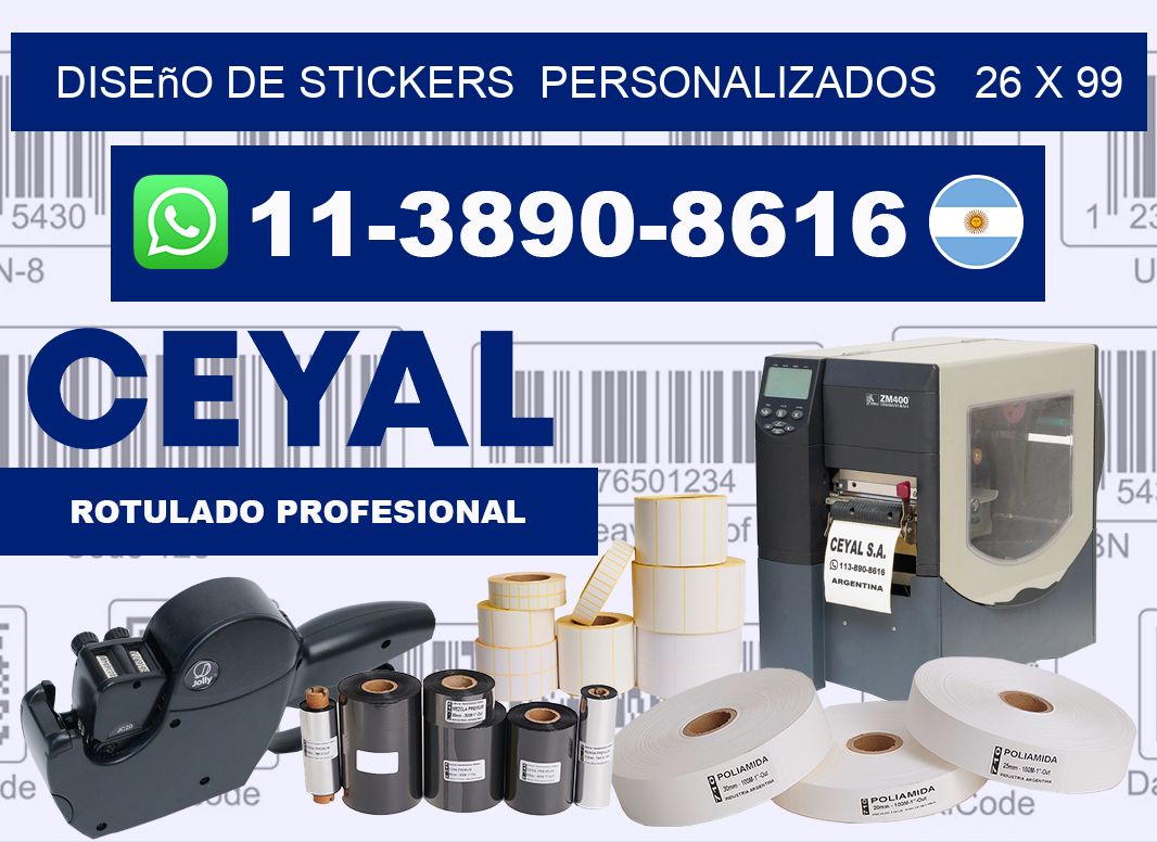 diseño de stickers  personalizados   26 x 99