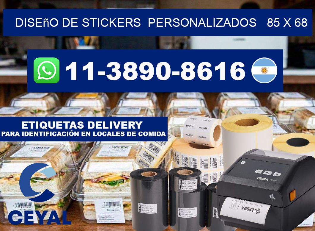 diseño de stickers  personalizados   85 x 68