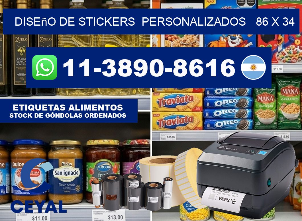 diseño de stickers  personalizados   86 x 34