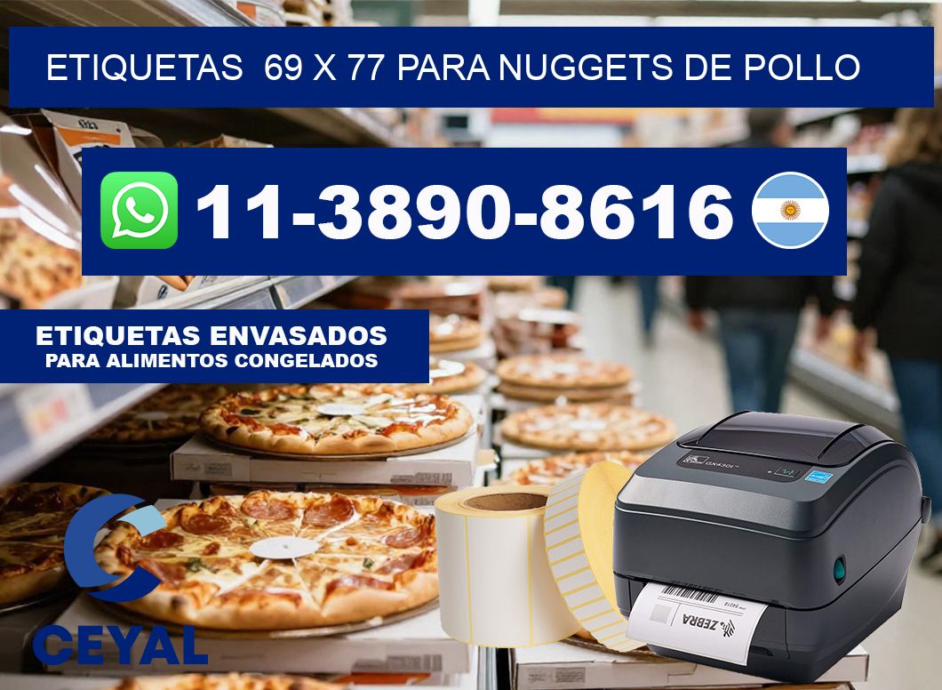 etiquetas  69 x 77 para Nuggets de pollo