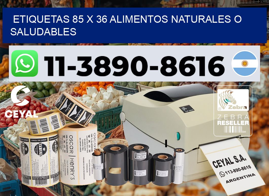 etiquetas 85 x 36 alimentos naturales o saludables