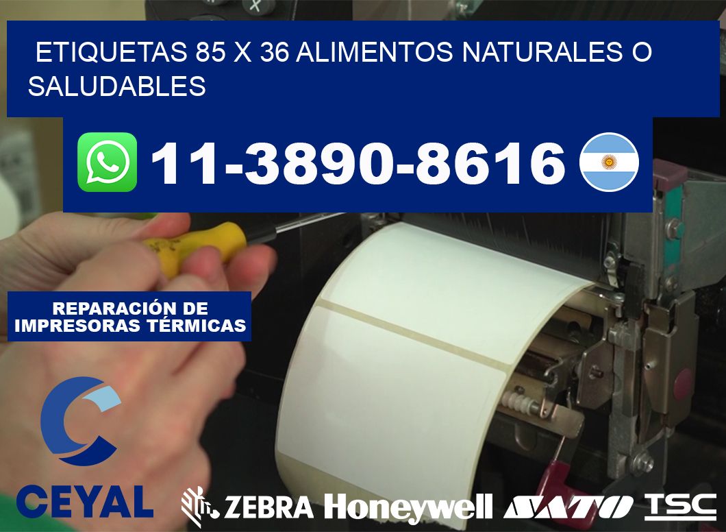 etiquetas 85 x 36 alimentos naturales o saludables