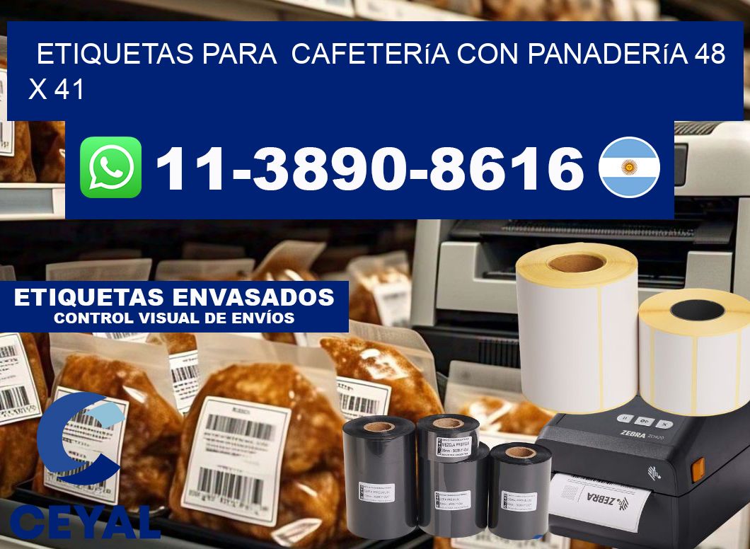 etiquetas para  Cafetería con panadería 48 x 41