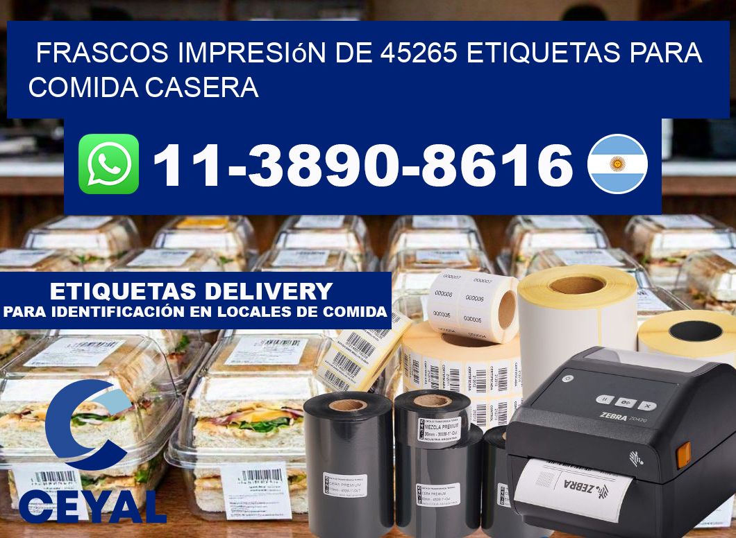 frascos impresión de 45265 etiquetas para comida casera