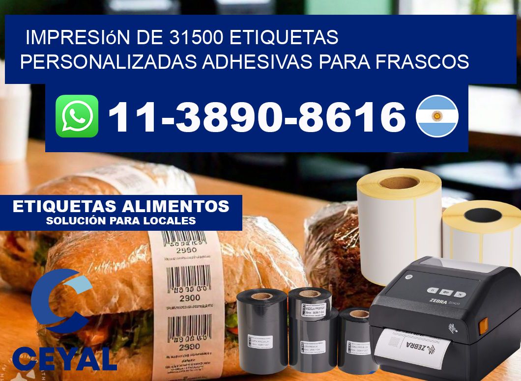 impresión de 31500 etiquetas personalizadas adhesivas para frascos