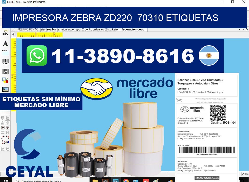 impresora zebra zd220  70310 etiquetas