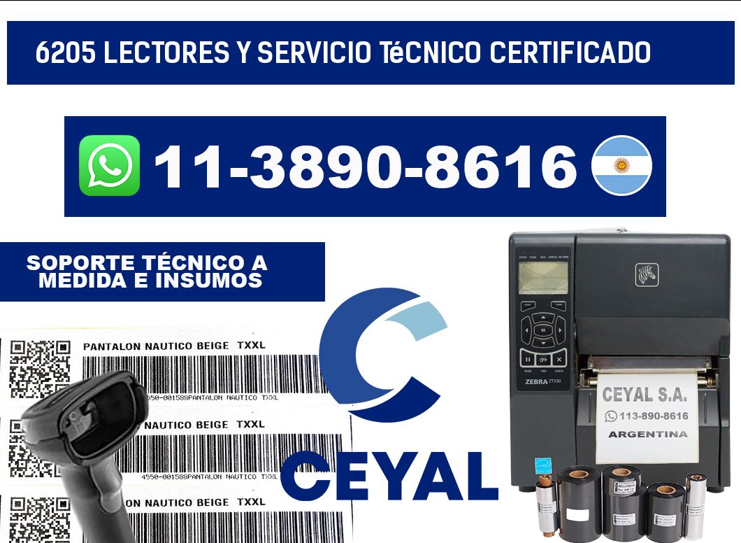 6205 Lectores y Servicio Técnico Certificado