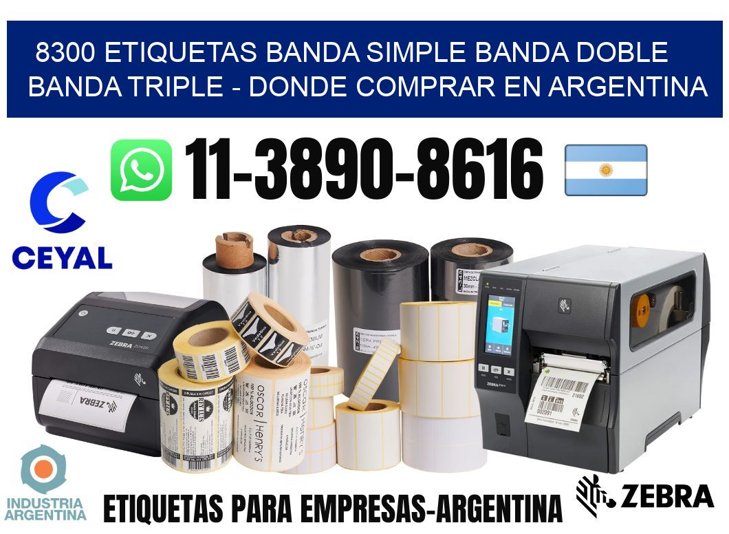 8300 etiquetas banda simple banda doble banda triple - Donde Comprar en Argentina
