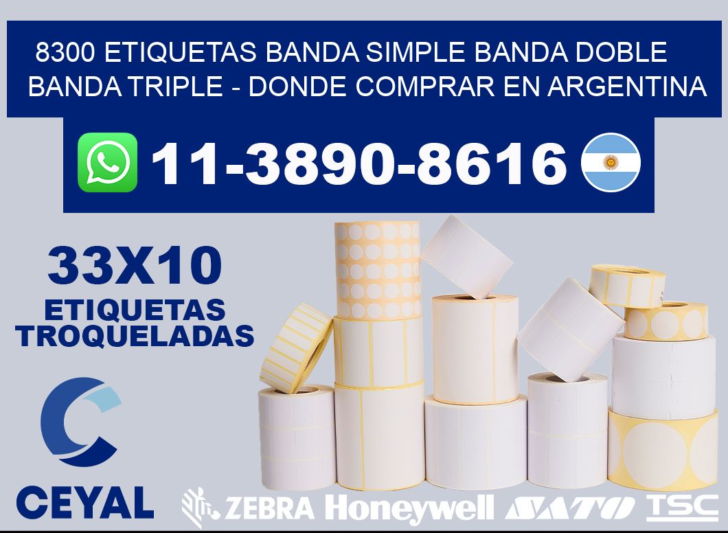 8300 etiquetas banda simple banda doble banda triple - Donde Comprar en Argentina