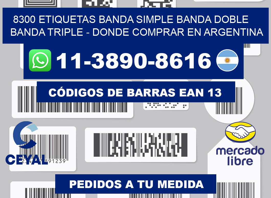 8300 etiquetas banda simple banda doble banda triple - Donde Comprar en Argentina