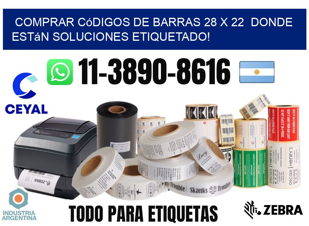 Comprar códigos de barras 28 x 22  donde están soluciones etiquetado!