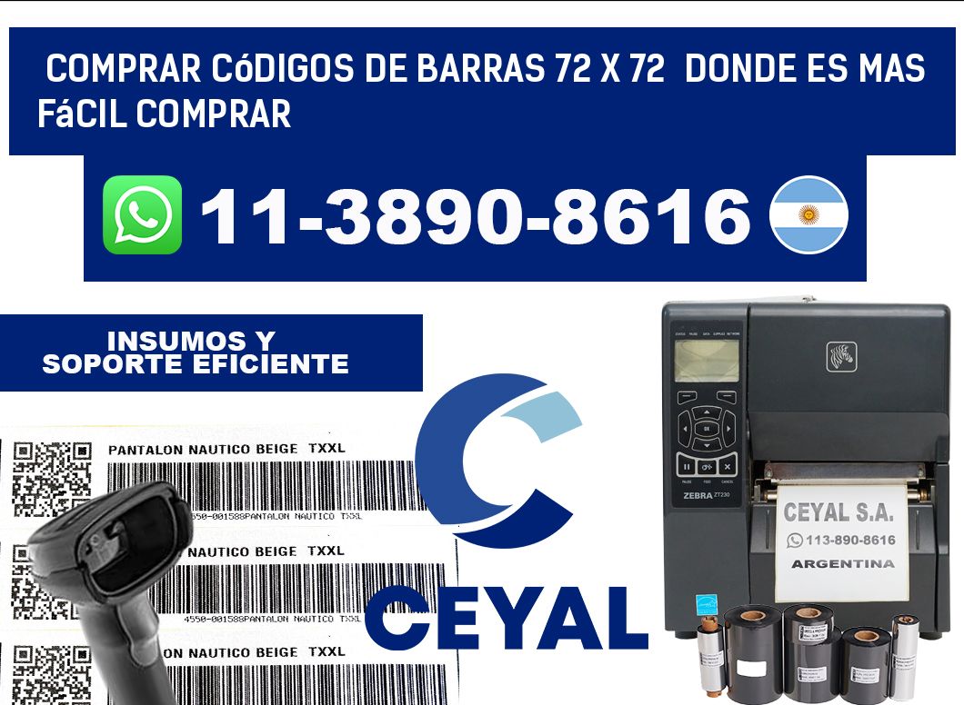 Comprar códigos de barras 72 x 72  Donde es mas fácil comprar