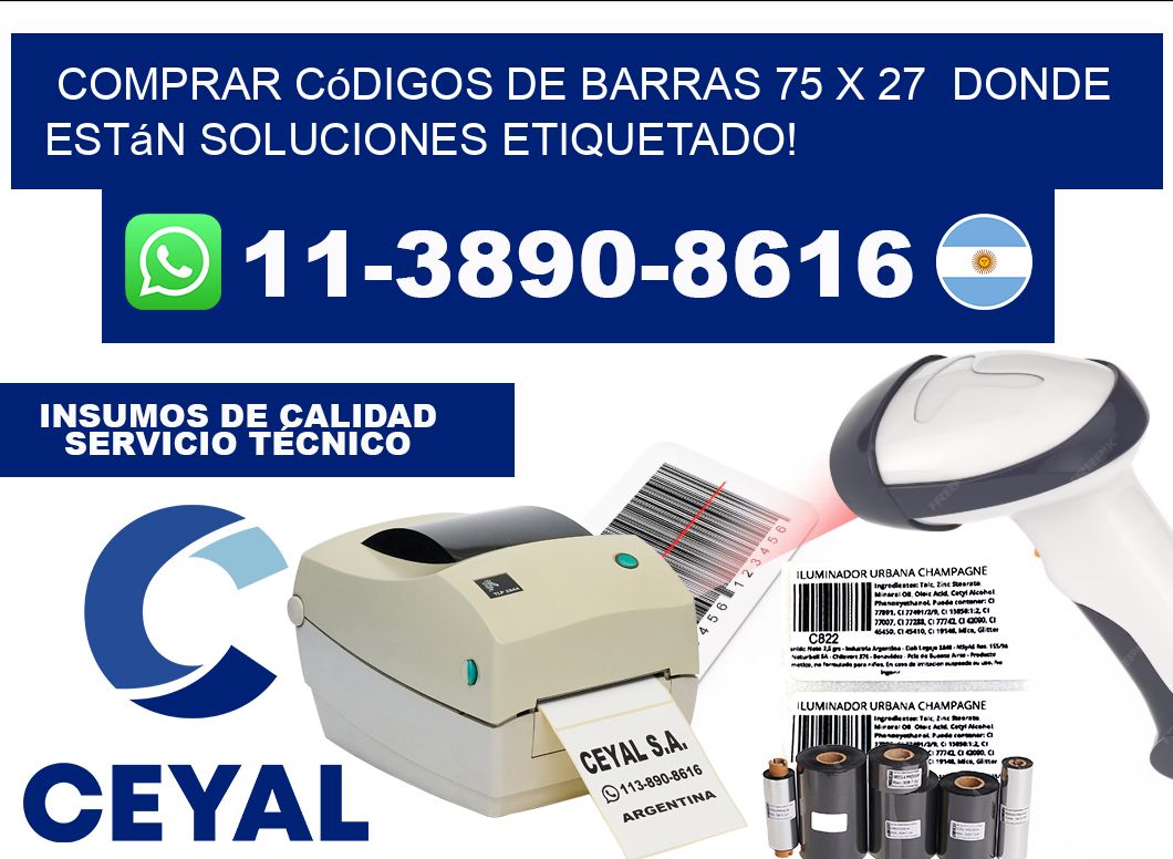 Comprar códigos de barras 75 x 27  donde están soluciones etiquetado!